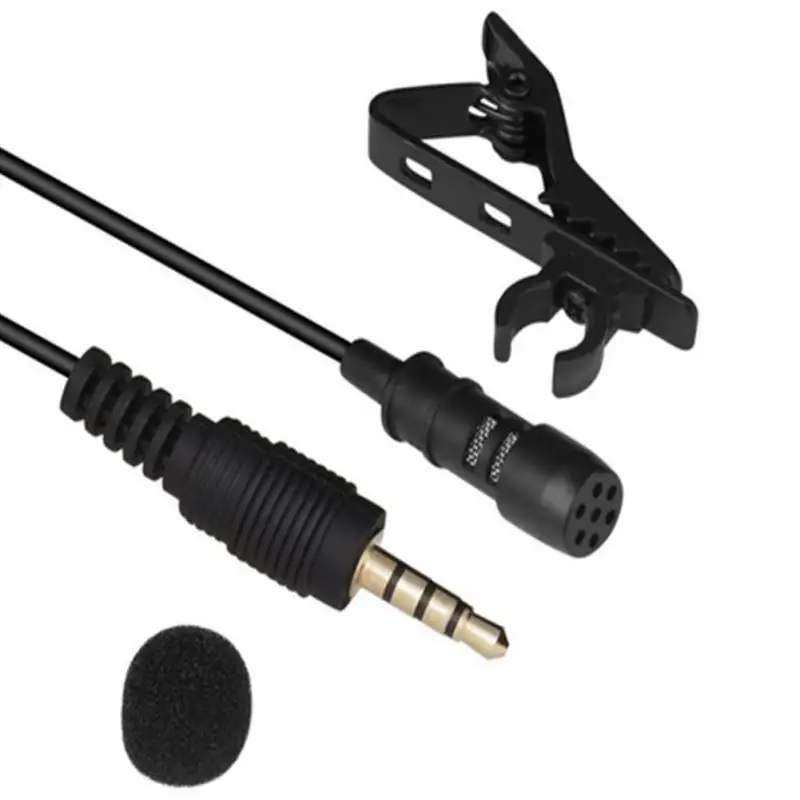 PUJIAMX 3.5 mm Microphone Clip Tie Collar for Mobile Phone Speaking in Lecture 1.5m/3m Bracket Clip Vocal Audio Lapel Microphone lapel microphone