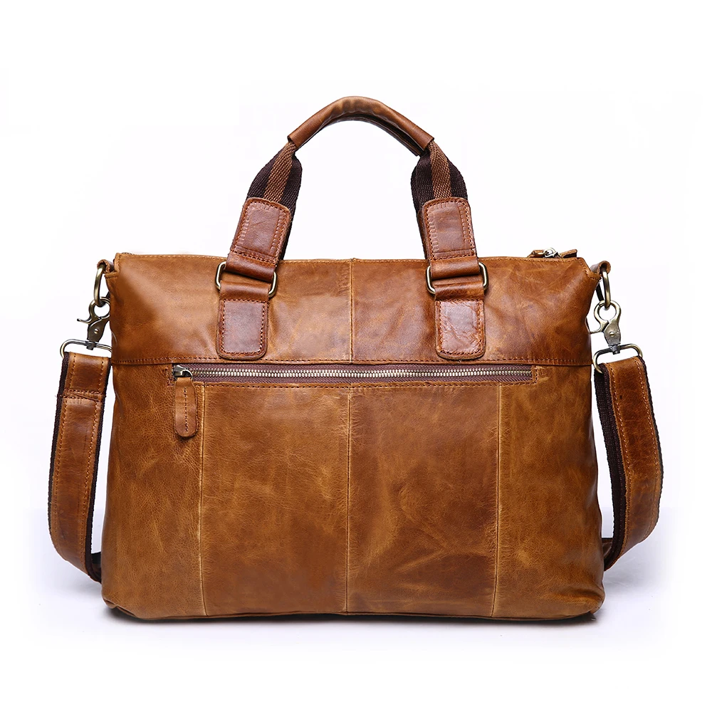 LACHIOUR Business Office Handag Men Real CRAZY HORSE Genuine Leather Messenger Bag Male Ducument Travel Laptop Shoulder Bag