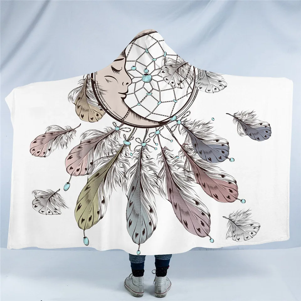 Постельные принадлежности, выходное богемное одеяло с капюшоном для взрослых, мандала, Ловец снов, шерпа, флисовое женское одеяло из микрофибры, 127 см x 152 см - Цвет: 12