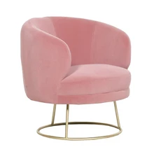 

Custom Nordic style metal velvet leisure pink sofa chair with backrest soft lounge stool for living room bedroom
