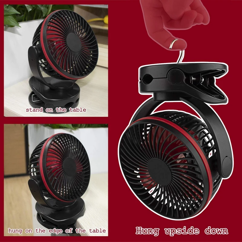 Portable Desk Fan With 4 Speed Adjustable Usb Rechargeable Battery