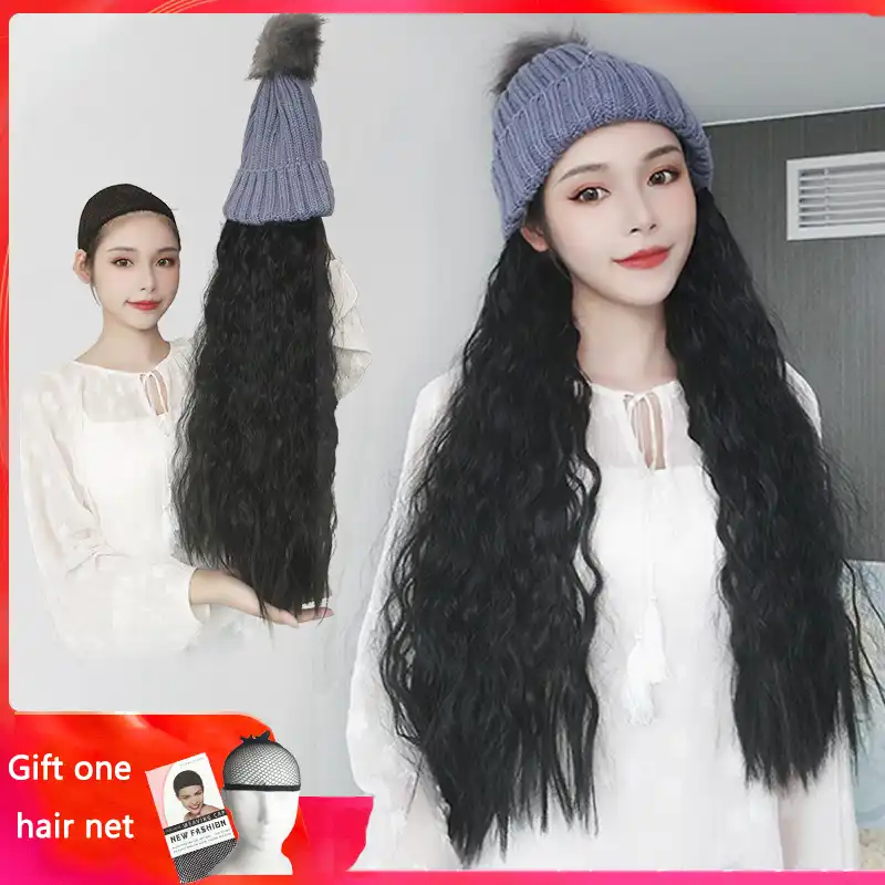 ball cap with hair attached