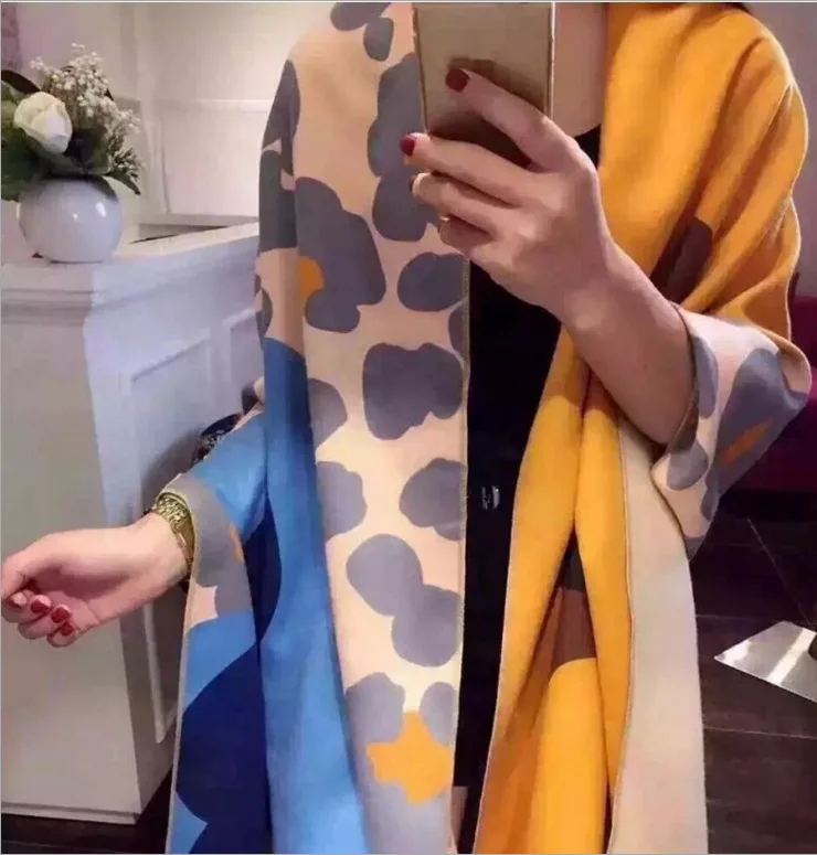 

Fall and Winter Dairy Cow Spot Digital Printing Cashmere-like Woman Scarf in 2019,Air conditioning shawl dual use winter scarf
