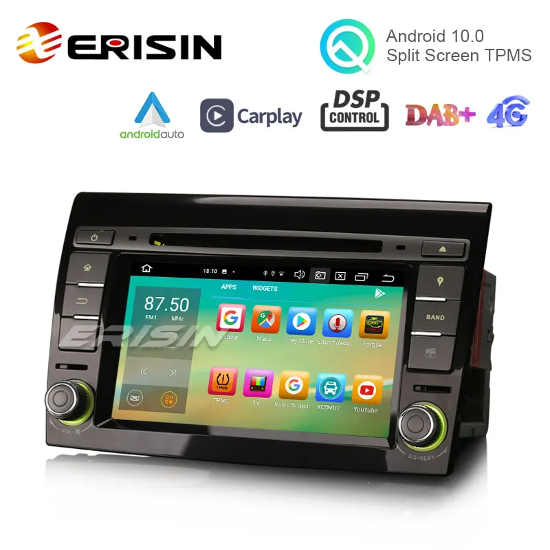 Erisin ES8171F 7 &quotAndroid 10 0 автомобильный DVD CarPlay &amp Auto GPS TPMS DAB + DSP DVR Canbus для FIAT BRAVO