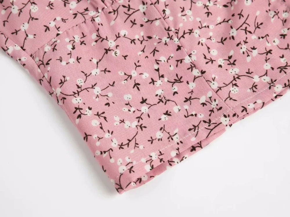 Bazaleas винтажные шифоновые розовые женские принты с цветами топы и блузки модная блузка с v-образным вырезом Женская Прямая поставка