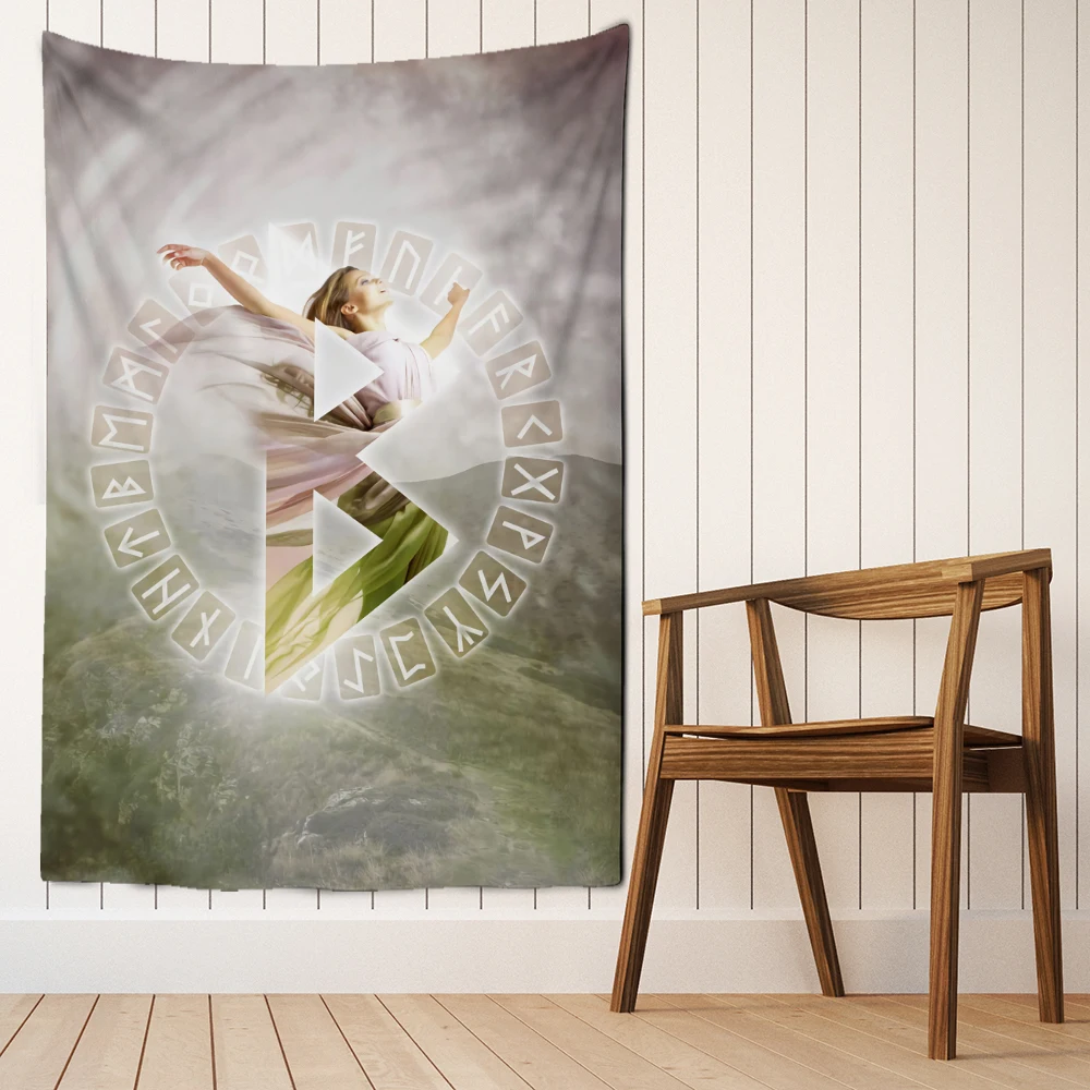 Viking Rune Art Tapestry Wall Hanging Magic Beach Mat Bohemian Hippie TAPIZ Dormitory Living Room Home Decor
