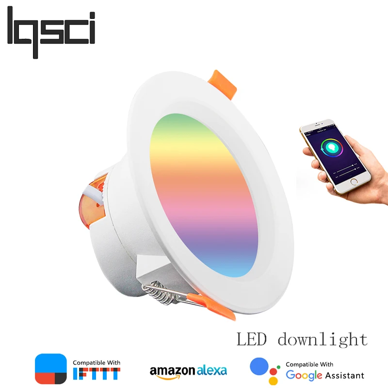 Lqsci WiFi умный светодиодный светильник с затемнением круглый точечный 7 Вт 9 RGB для