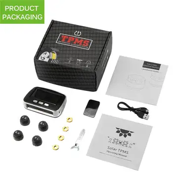 

Hot Solar Powered Rechargeable Wireless Car Tire Pressure Alarm Monitor System TPMS LCD Display Temperature Alarm