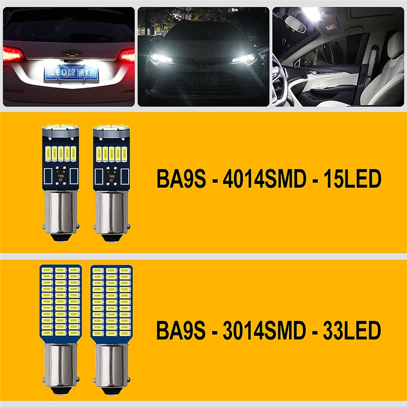 2x BA9S светодиодный T4W лампы Автомобильный светильник лампочка 15 Светодиодный 33 светодиодный s неполярный авто светодиодный багажник светильник s фонарь освещения номерного знака 3014 4014