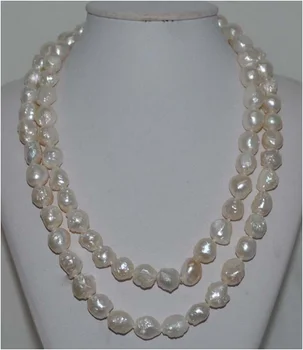 

Natural Rare white 10*12mm Baroque waxberry Pearl Necklace 48"