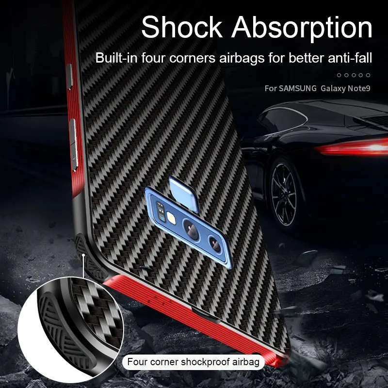 Beyour for Samsung Note 9 Case Runway Gene Metal Frame Carbon Fiber Cover For Samsung Galaxy S8 S9 S10 Note 8 10 Plus Phone Case