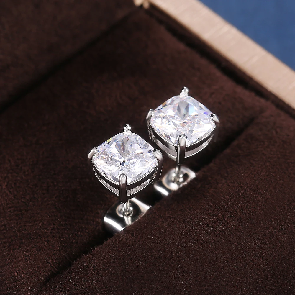 Huitan Simple Stylish Cubic Zirconia Stud Earrings Female 6 Colors Available Versatile Birthday Gift Statement Jewelry for Women