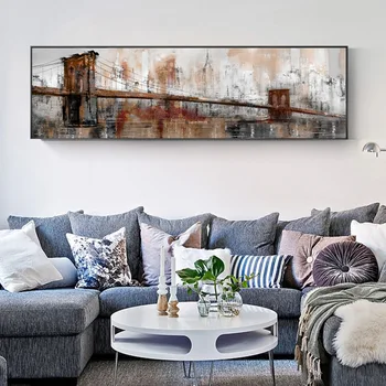 

Abstract landscape painting retro golden gate bridge poster print art picture printing decoration frameless painting