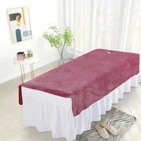 Draps de lit en velours solide pour Salon de beauté SPA, couverture de Table de Massage chaude, Sabanas Para Cama, draps de Salon doux avec/sans trou 5