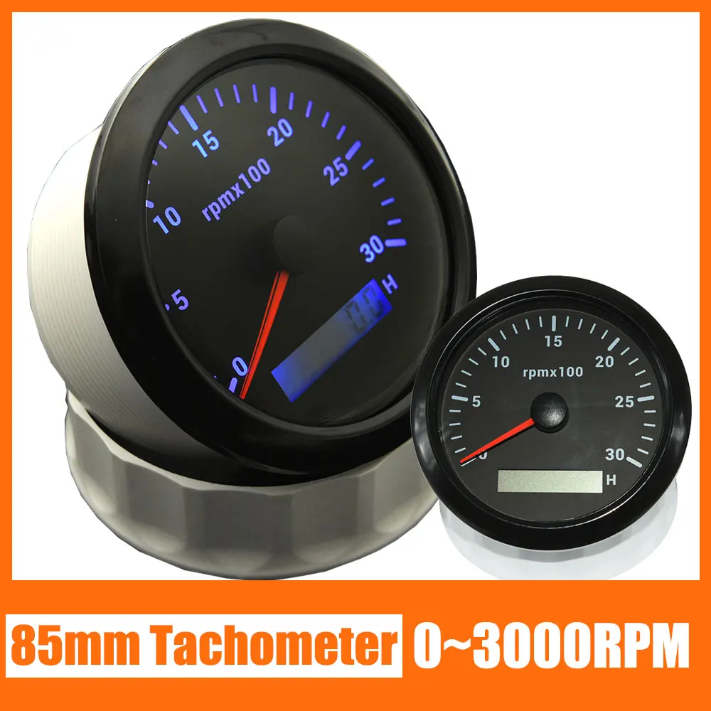 85mm Car Boat Tachometer Gauge 7 Colors Backlight Marine Boat RPM Meter