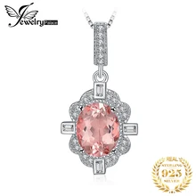 JewelryPalace Винтаж 2.2ct овальный создан морганит Сапфир кулон ожерелье 925 пробы серебро без цепи
