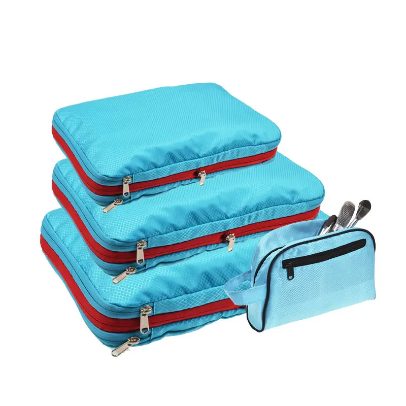 Компрессионные упаковочные кубики для мужчин и женщин, органайзер для багажа, водонепроницаемый нейлон, большая емкость, складная дорожная сумка, набор - Цвет: Sky Blue 2