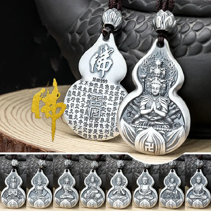 BOCAI S999 Sterling Silver Avalokitesvara Pendant 2021 Popular Zodiac Safety Life Buddha Pure Argentum Amulet for Men and Women | Украшения