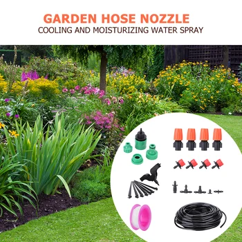 

1 Set 10/15m Garden Mist Spray Watering Hose Sprinklers Automatic Micro Drip Cooling Atomization Irrigation System