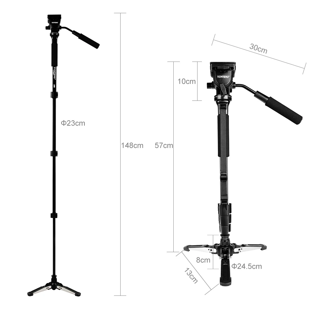 Yunteng VCT-288 Camera Monopod Fluid Pan Head Unipod Holder For Canon Nikon all DSLR 1/4" Mount camera tripod photography tripod