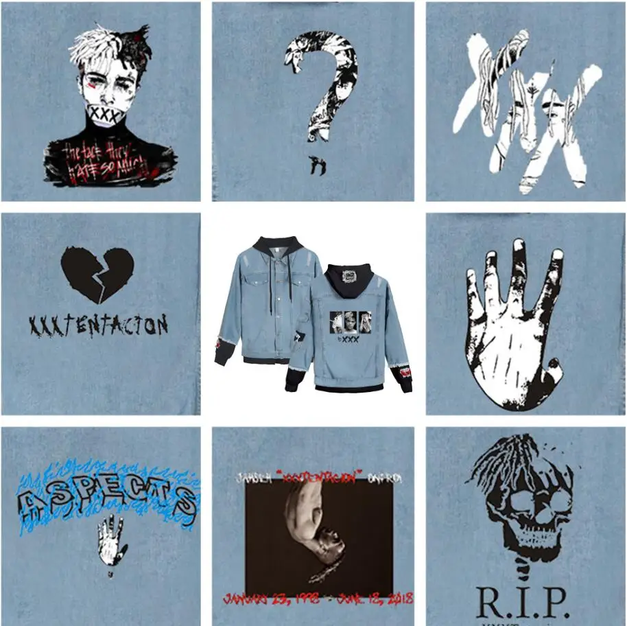 Personality Lil Peep Cry Baby Denim Jacket Xxxtentacion Revenge Hooded Denim Jacket Fit Men/Women Hoodies Autumn sweatshirt