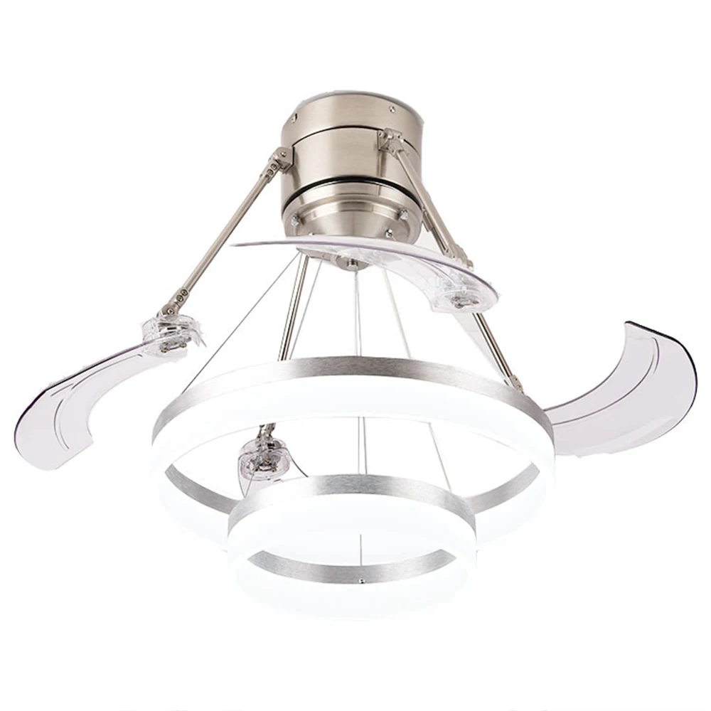 

48 inch 2 LEDs Ceiling fan fans with light ring lamps invisible leaves 48w Modern creative Simple Living Dining Room Bedroom
