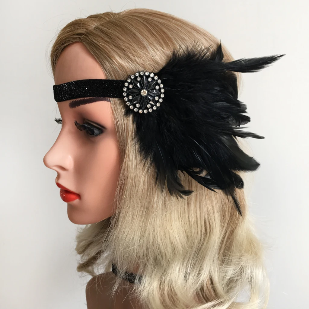 Women's Black Headband 1920's Headdress Headband Headwear Hair Band Flappers Hair Accessories