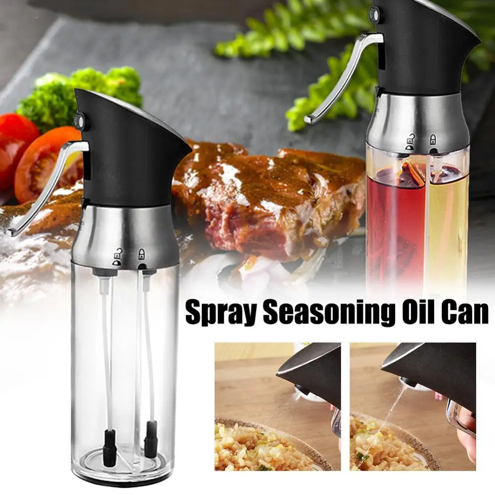 

2-Compartment Olive Oil Sprayer Refillable Spray Empty Bottles Vinegar Mist Water Pump Gravy Boats Grill BBQ Sprayer Kitchen