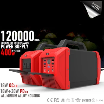 

444Wh 120000mAh Huge Capacity UPS Solar Portable Power Station LIthium Generator For Winter Camping/Hiking