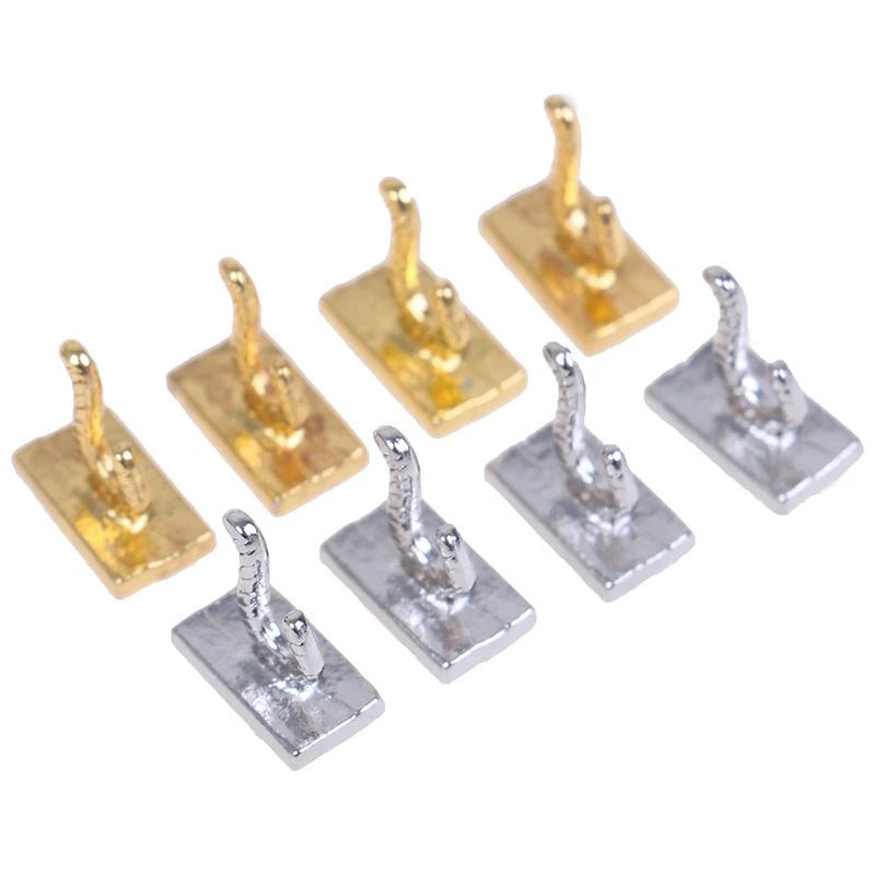 4Pcs 1:12 Dollhouse Miniature Clothes Coat Hook Rack Metal Wall Hanger Dollhouse Bathroom Accessories 2