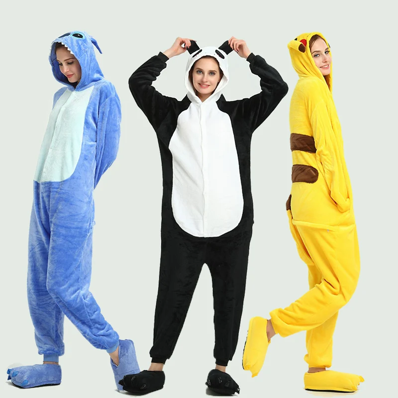 

Adults Pajamas Women Flannel Sleepwear Homewear Kigurumi Unicorn Stitch Panda Totoro Cartoon Animal Pajama Sets Pijamas Pyjamas