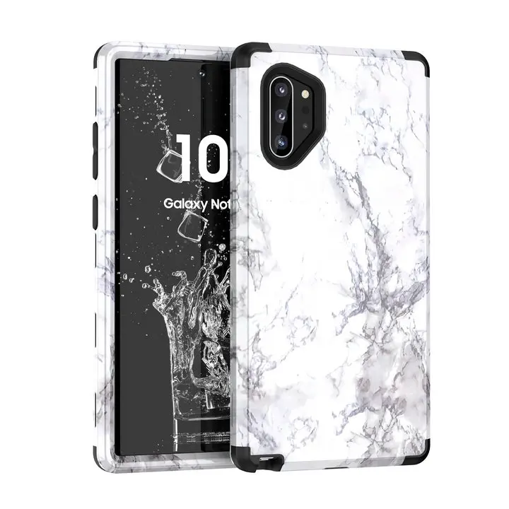 3 в 1 мраморный противоударный чехол для samsung Galaxy Note 10 Plus Чехол samsung Note 10 чехол Etui для Coque samsung Note10 Plus чехол - Цвет: Black A
