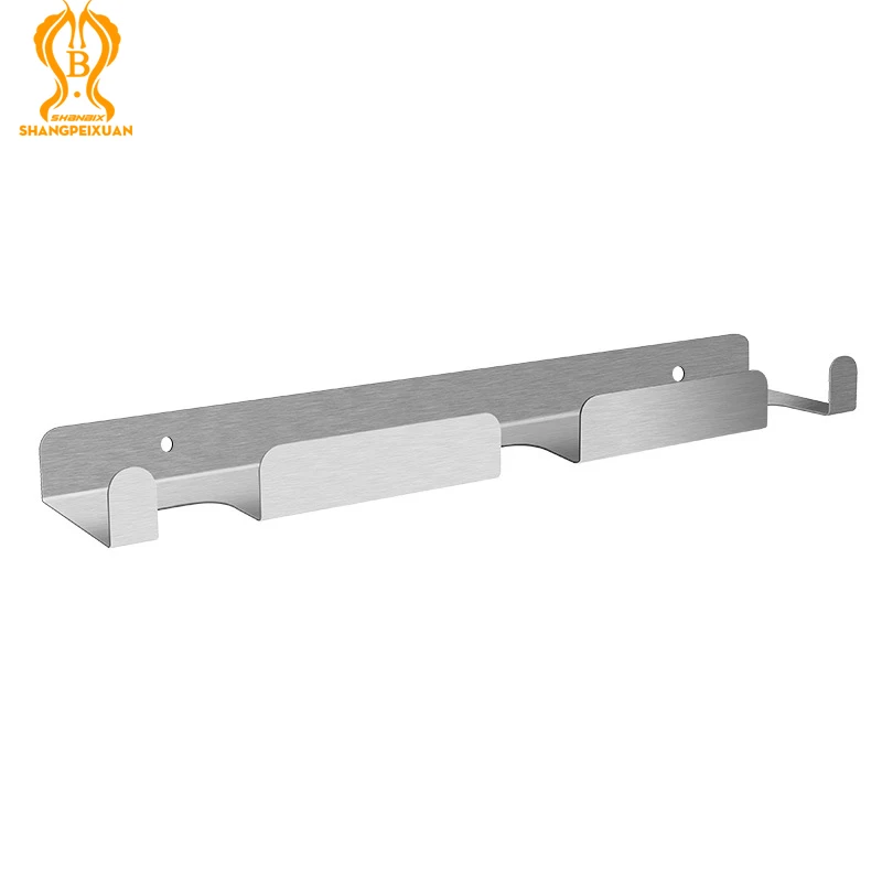 SHANGPEIXUAN Pizza Peel Wall Rack Brushed Stainless Steel Pizza Peel Wall Mounted Hanger Heavy Duty Shovel Holder Rack