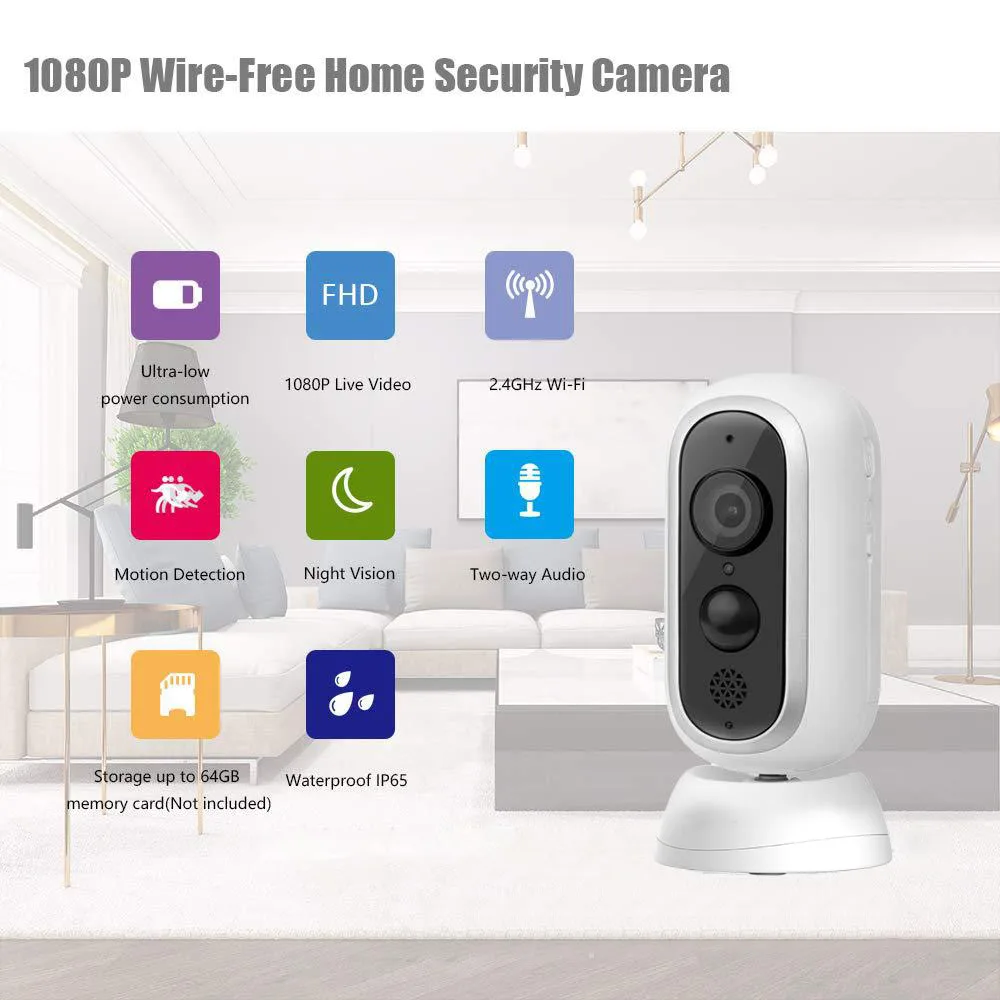 Домашняя ip-камера 1080P с беспроводным питанием для помещений/улицы, камера M-otion Detection, аудио, ночное видение, видеоняни для малышей