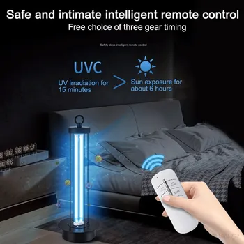 

38W UV Sterilizer Lamp with Timer Remote Control UVC Ultraviolet Disinfection Light Desktop Ozone Quartz Germicidal Lamp