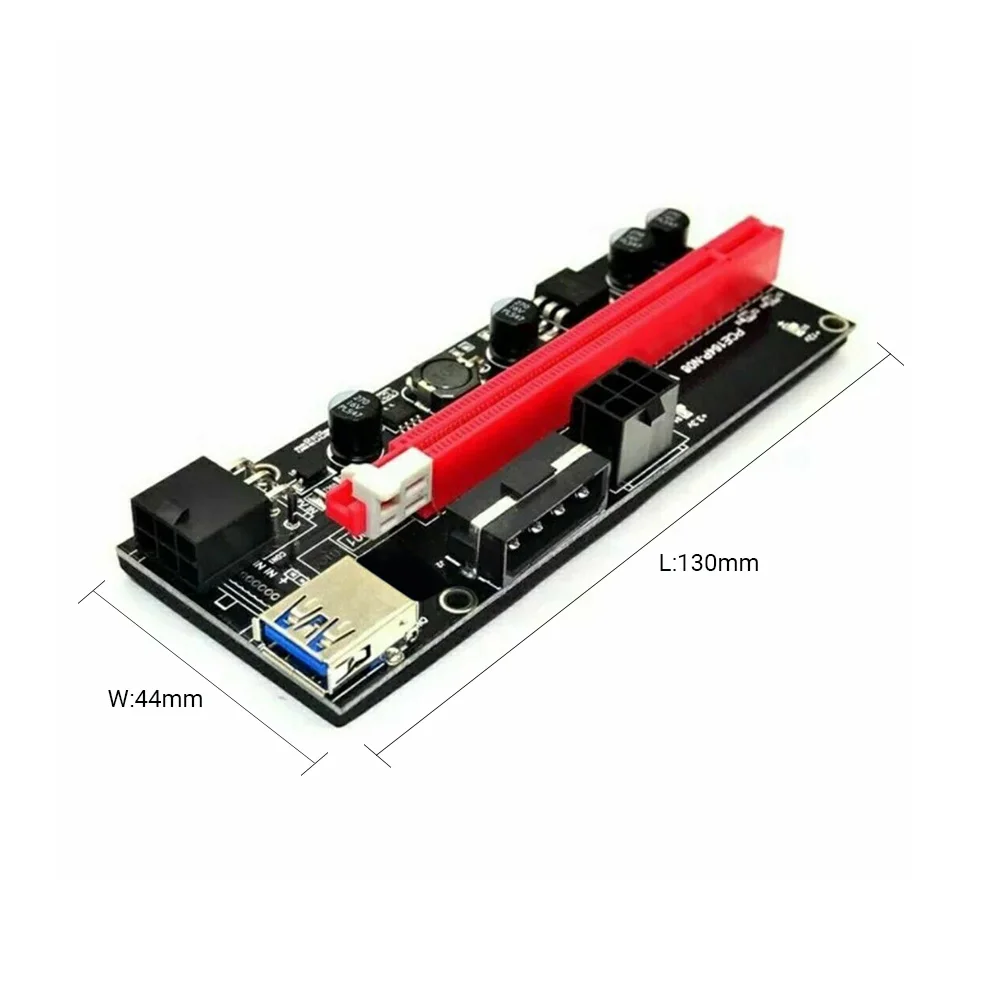 New PCI-E pcie Riser 009 Express 1X to 16x Extender PCI E USB Riser 009S Dual 6Pin Adapter Card SATA 15pin for BTC Miner-3