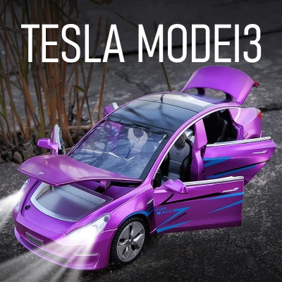 Новинка 1:32 Tesla модель 3 Модель автомобиля из сплава Литые и игрушечные автомобили