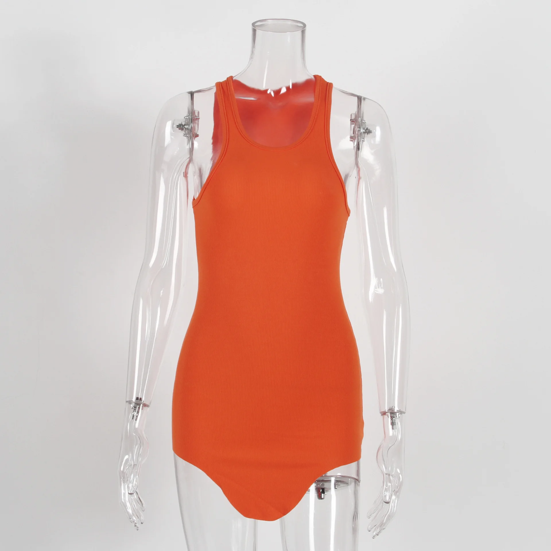 Sleeveless High Waist Summer Bodysuit Woman Solid Basic Bodycon Jumpsuit Body Women Fashion Bodysuits Tops