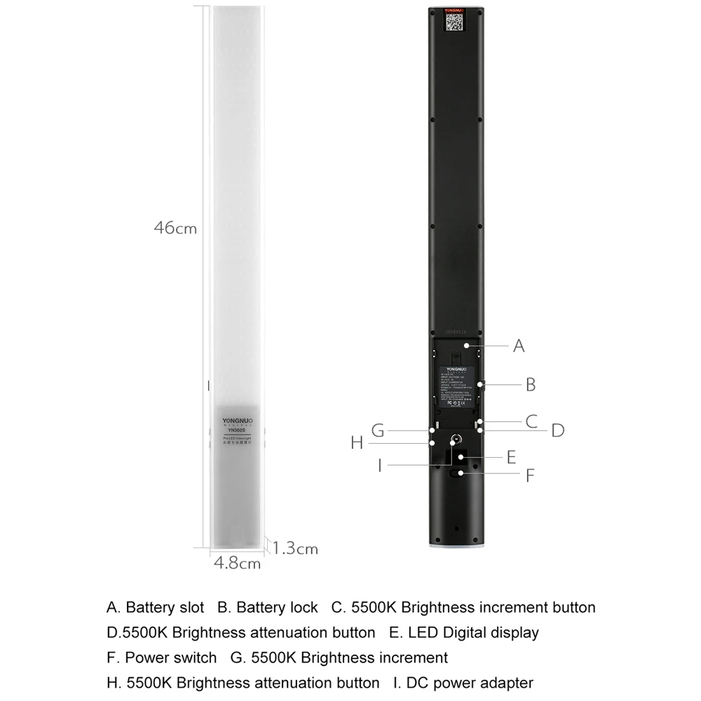 YONGNUO YN360S ультра-тонкий ручной светодиодный светильник для видеосъемки 3200k до 5500k с управлением через приложение для телефона светодиодный светильник ing Stick для свадебной фотосъемки