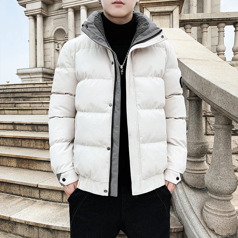 Vertical collar thickened cotton-padded coat male winter fashion coat men handsome loose down coat tide brand daily shopping