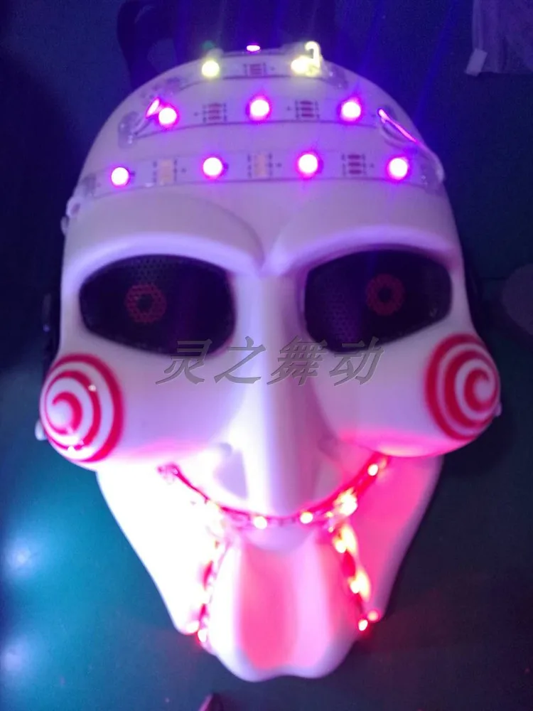 

Dancer DJ Headwear Red Laser Mask Luminous Light Up Laserman Show Halloween Masks For Laser Stage Show