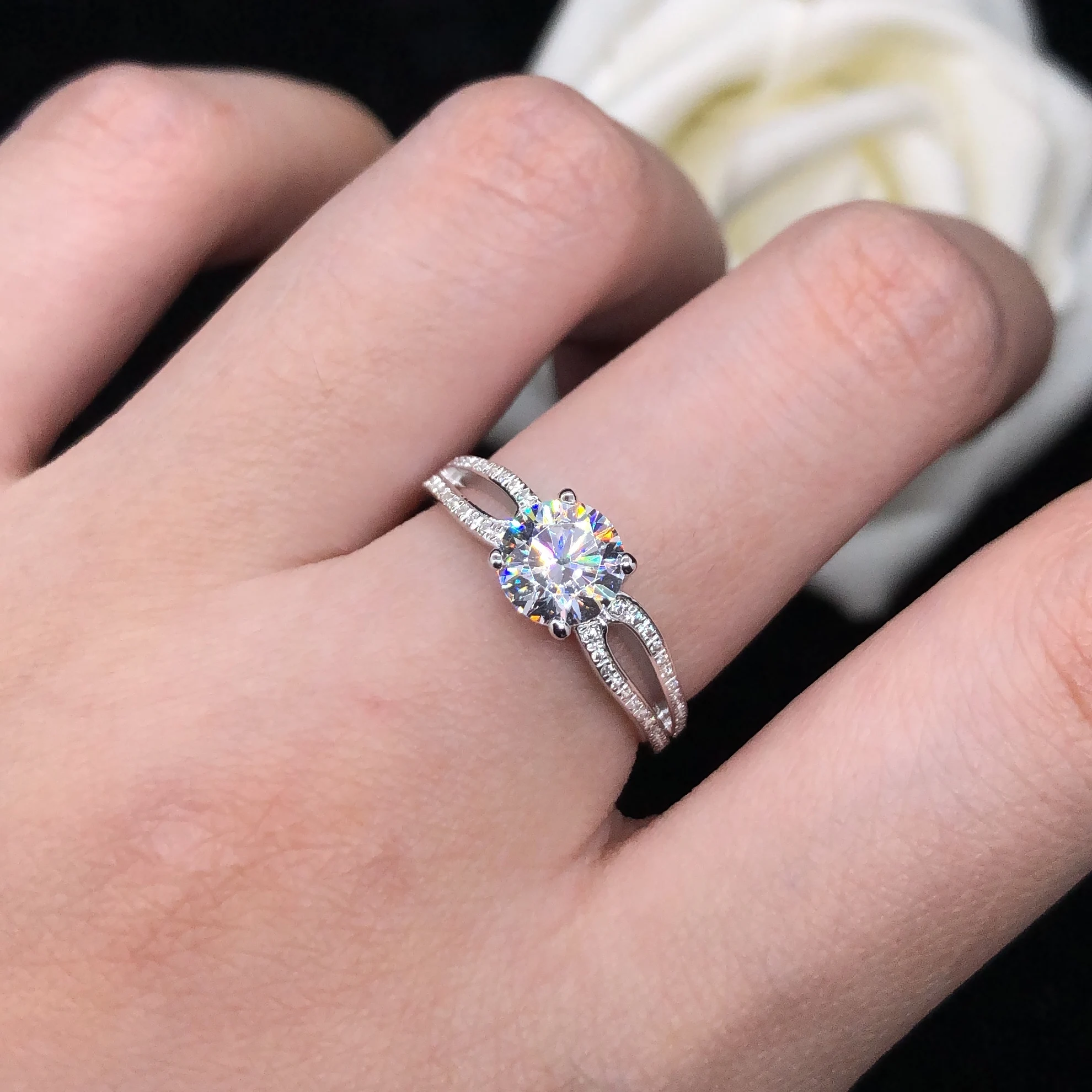 Bague En Or Blanc 18K Avec Kunzite Naturelle 10,97 Ct Et Diamants - Taille 16, Neuf Avec étiquettes
