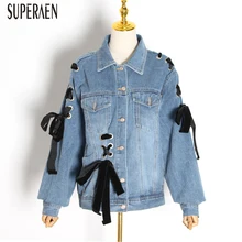 SuperAen, джинсовая куртка для женщин, Европа, осень, новые модные женские куртки, дикая Повседневная однобортная женская одежда
