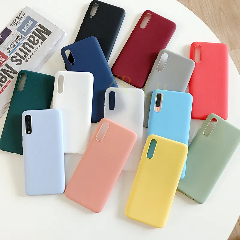 Силиконовый чехол для Samsung Galaxy A30 A40 A50 A10 A20 A70 однотонные карамельные Чехлы M10 M20 A7