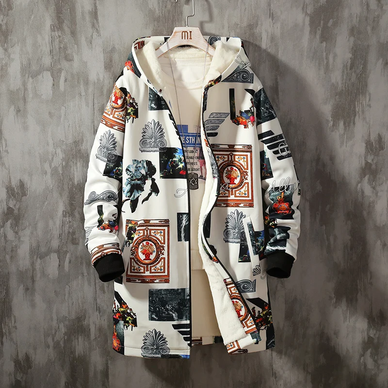 YASUGUOJI Fleece Jacket Spring Parkas Men Print Japanese Hooded Long Trench Coat Black Hip Hop Streetwear Thick Men's Jackets YASUGUOJI Fleece Jacket Spring Parkas Men Print Japanese Hooded Long Trench Coat Black Hip Hop Streetwear Thick Men's Jackets