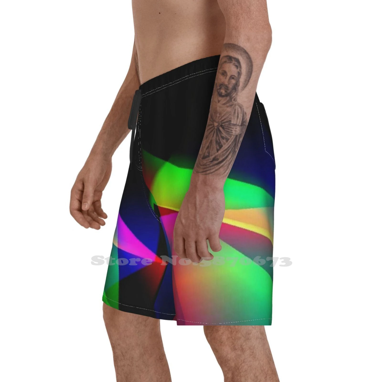 Polygram! cortos deportivos de arcoíris para hombre, Shorts de playa brillantes, únicos, hermosos y elegantes, obra de Funky y arboleante y atractivo|Pantalones cortos de surf| - AliExpress