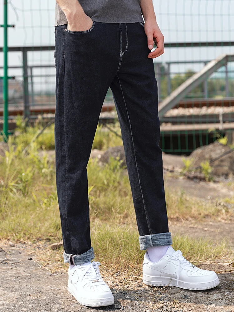 Пионерский лагерь зимние джинсы мужские толстые хлопковые прямые уличные черные однотонные повседневные штаны мужские ANZ903534T