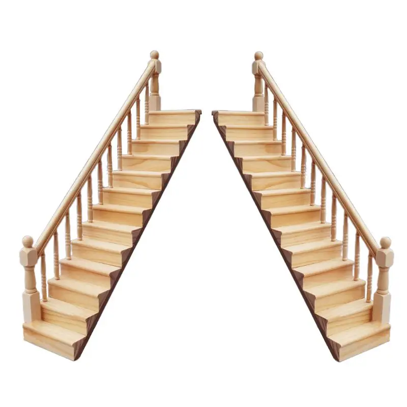 2 Stücke Miniature Treppen ohne Handlauf aus Holz für 1:12 Puppenhaus Diy
