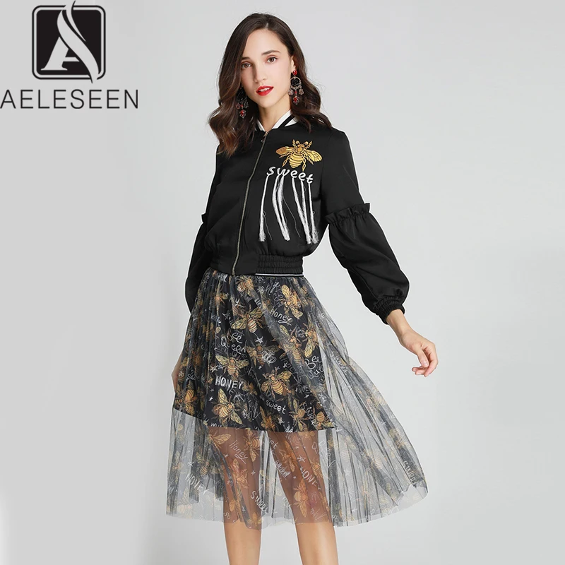 AELESEEN High Street Twinset женский 2020 новый дизайн Элегантная вышивка куртка с кисточками +