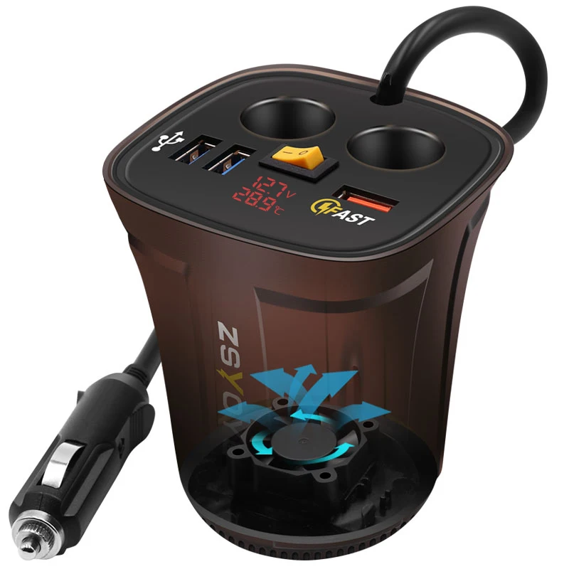 3 USB подстаканник автомобильный прикуриватель автомобильное зарядное устройство адаптер гнездо 12 В вольтметр USB Кнопка дисплей Температура быстрое зарядное устройство - Название цвета: Red light